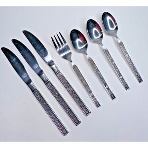 National Stainless Flatware MCM Swirl Detail Replacement 7 Pc spoon fork knife